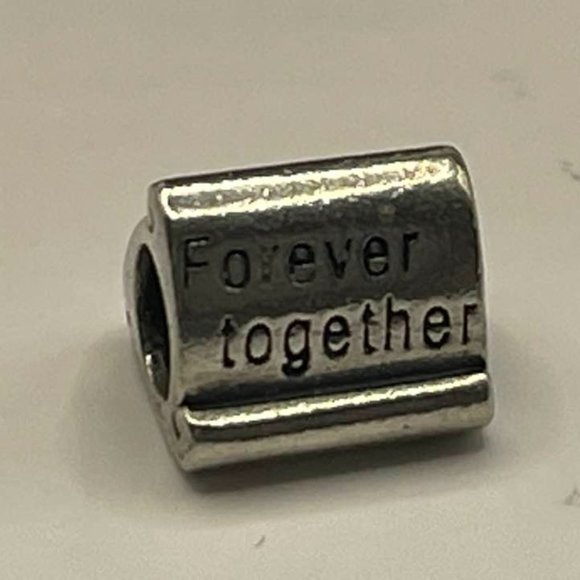 Silver charm ~ "Forever Together" scroll design - 9.25 silver - Picture 1 of 5